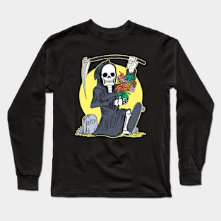 Death Holding a Flower Bouquet by Tobe Fonseca Long Sleeve T-Shirt